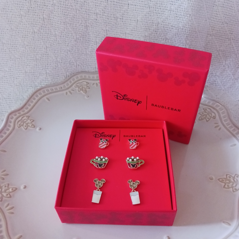 Baublebar × Disney Set of 3 Mickey Mouse Holiday Christmas Stud Earrings